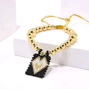 Geometric Charm Beaded Bracelet